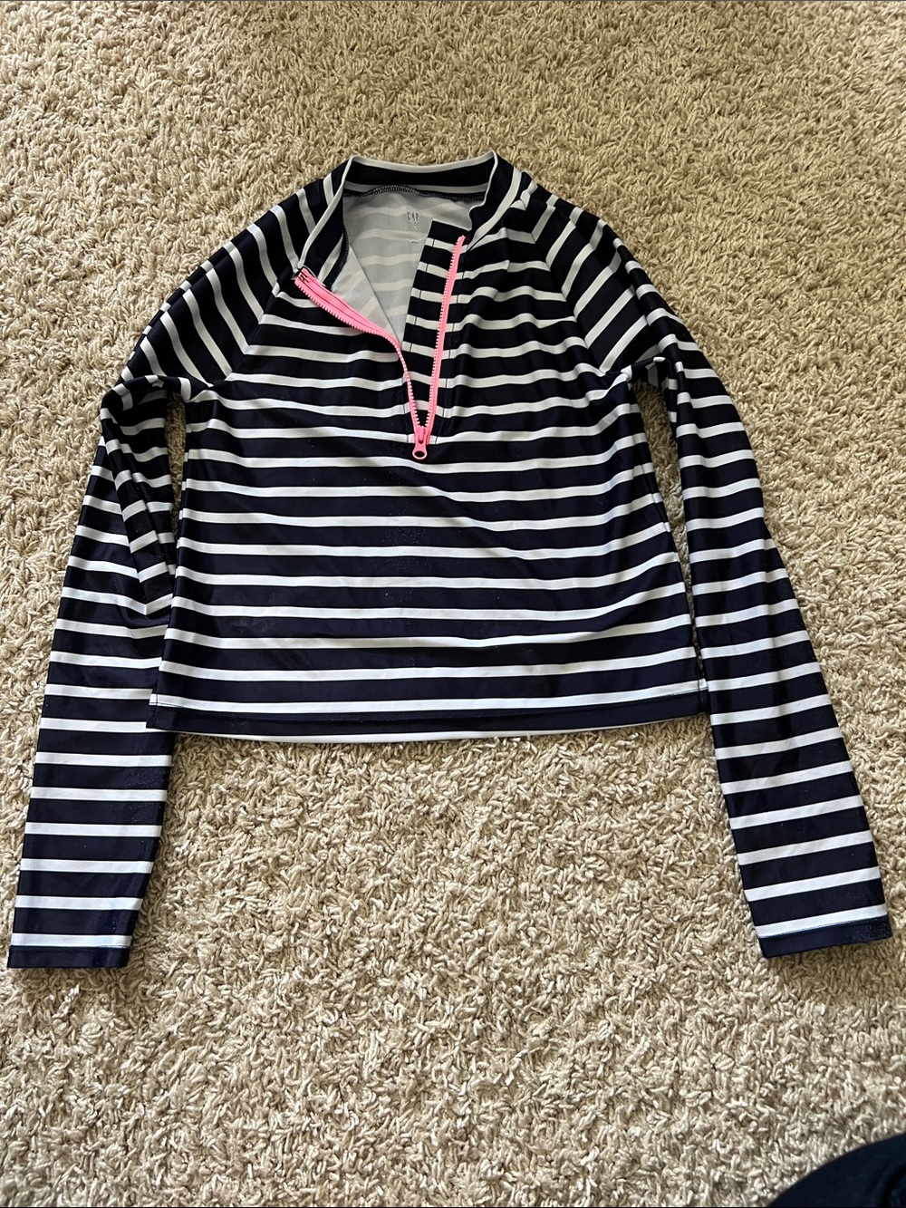 GAP kids Striped Long Sleeve swim Top (xl)